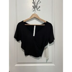 Lululemon Modal-Blend Yoga Short Sleeve Womens Black Size 6 NWT $58